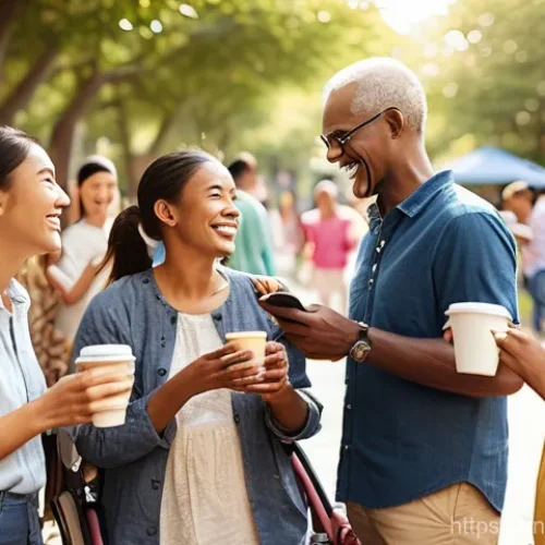 사회적 연결망과 혁신 확산 - **Prompt 1: The Invisible Threads of Social Connection**
    "A vibrant, wide-angle shot of a divers...
